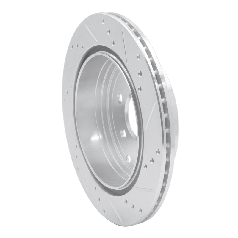 Nissan Pathfinder Brake Rotor (1) - Rear Left - R1 Concepts - Drilled & Slotted - Silver - `05-`12